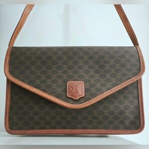 Authentic CELINE Macadam Pochette Clutch Crossbody Wallet WOC Shoulder Bag